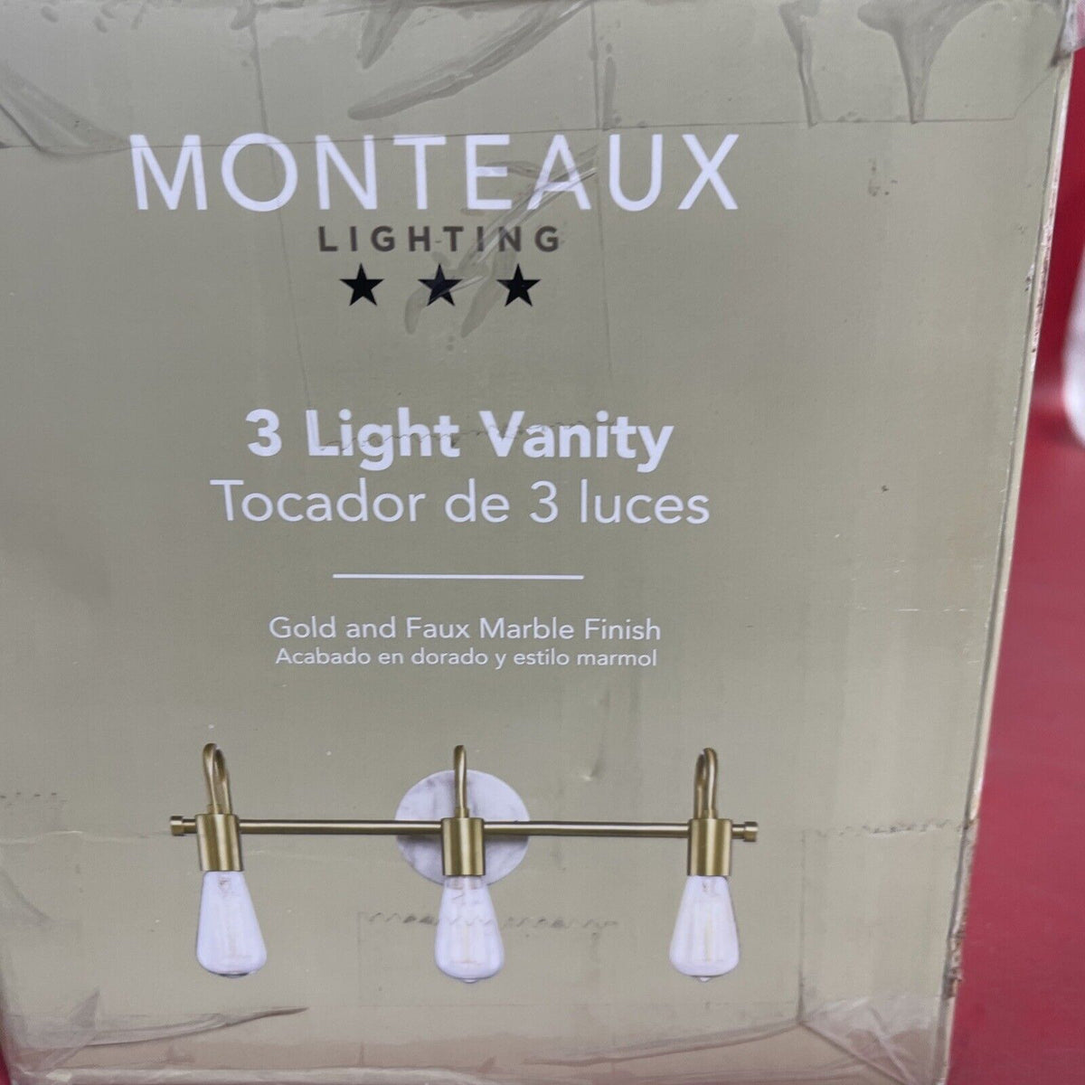 Hensley 21 in. 3-Light Gold and Faux Marble Bathroom Vanity Light Fixture