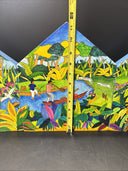 Triptych Acrylic Painting on Wood Abuelo Guarayo