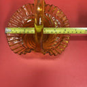 Amber glass basket ruffle edge swirl tiny chip set 2