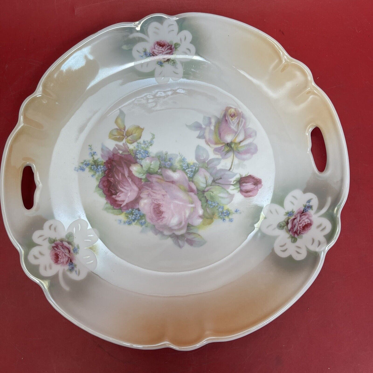 Germany Antique Plate Handles Floral roses 10” Lot2