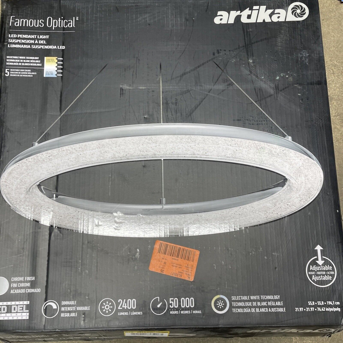 Artika Famous Optica 1 Light Chrome Modern LED Pendant Light 1009230842