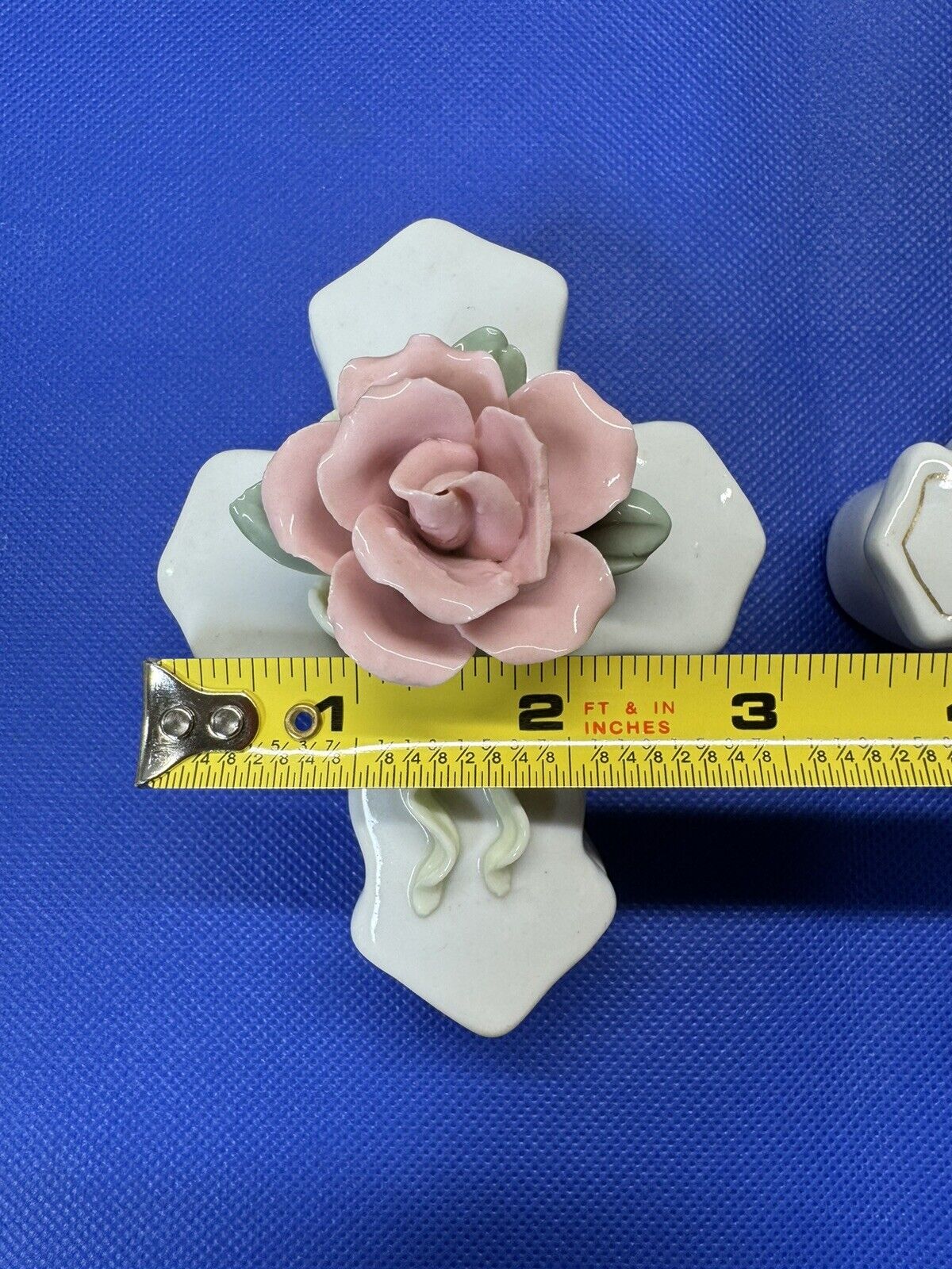 Cross Shape Porcelain Flowers Trinket Box/ Lot Of 2