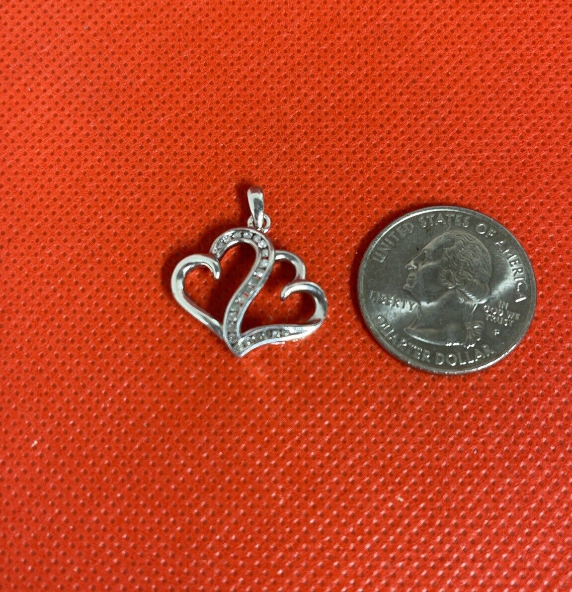 Silver 925 White Double Open Hearts Pendant (2.4g)