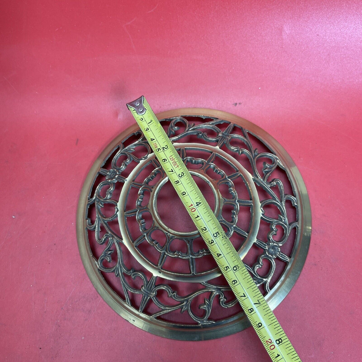 Vintage Brass Effect Metal Fretwork Plant Stand 17.5”