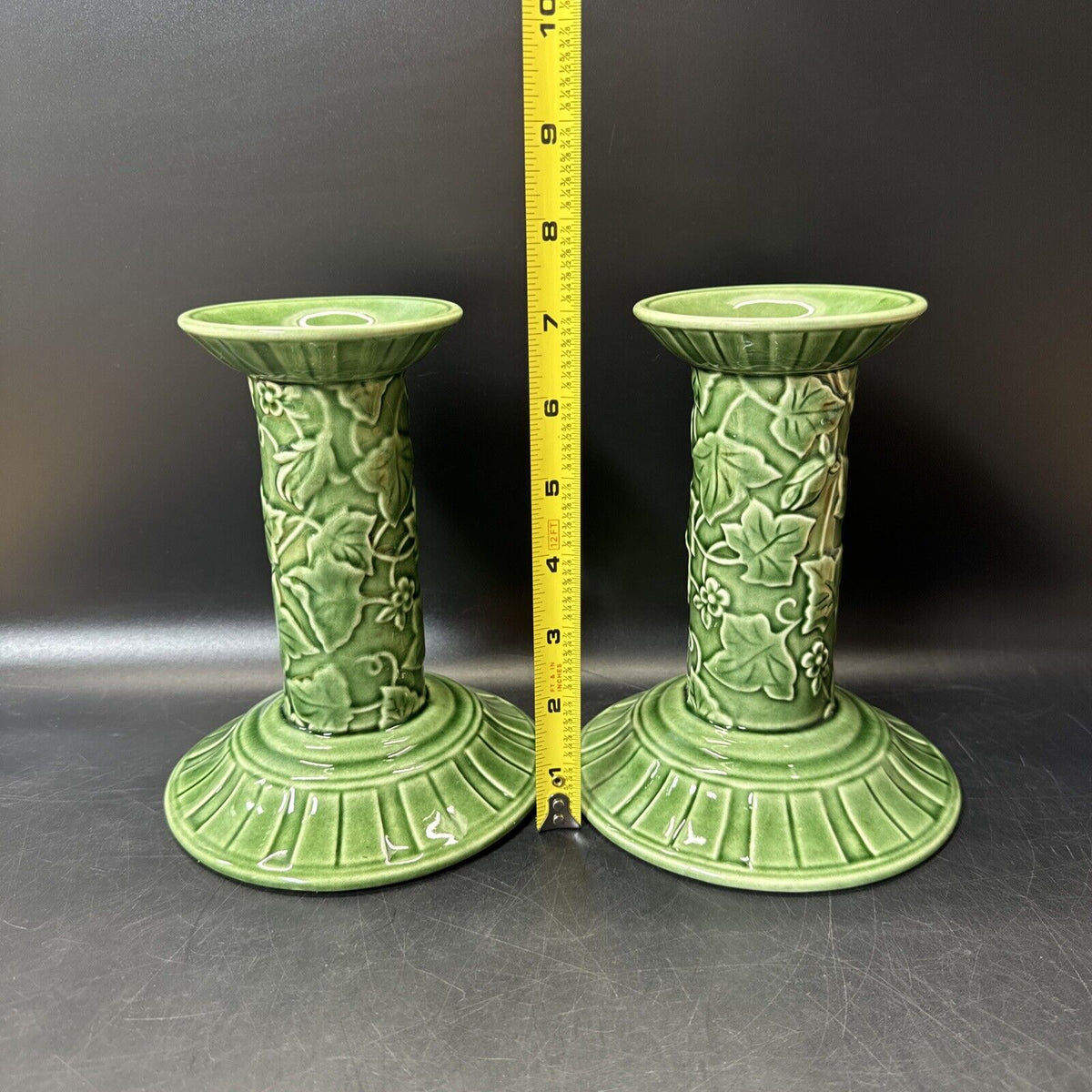 Lenox Summer Terrace Green Ivy Majolica Candlestick Holder/ Lot 2