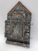Hammered Metal Hanging Key Case w/ Elephant God Ganesh