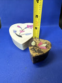 Vintage Heart Shaped Marble Stone Trinket Boxes/ Lot Of 2