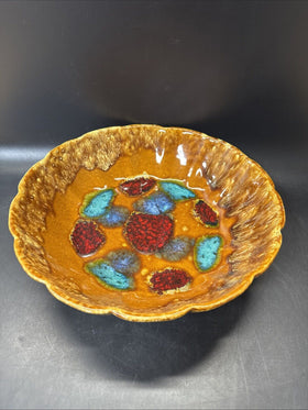 Vintage McCoy Pottery Large Colorful Drip Glaze Bowl #916