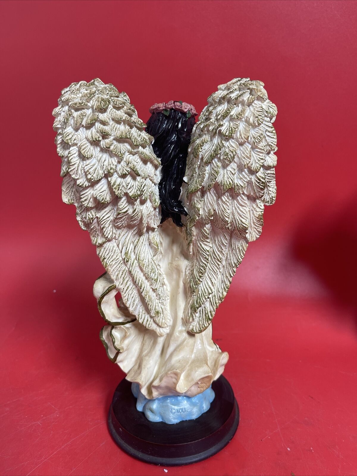 Ebony Treasures  African American  Angel  Holding A Dove  And  2 Cherubs