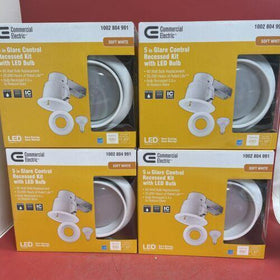 Lot Of 4 Commercial Electric  White 5” Glare Control Recessed Kits with LED bulb