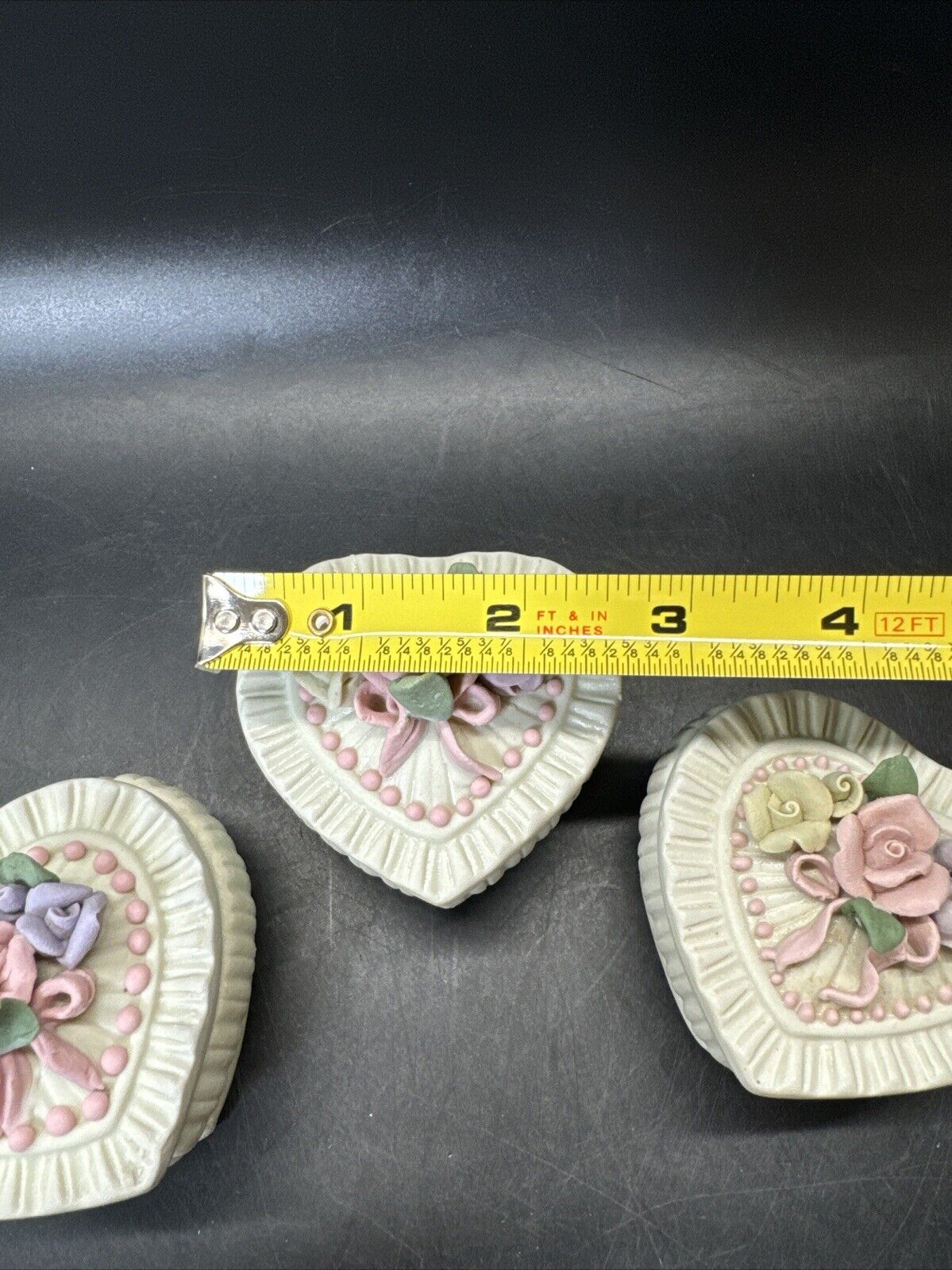 Set Of 3 Floral Trinket Box Flower Design With Lid
