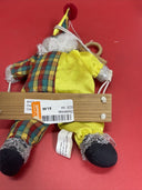 Clown Marionette Puppet With Porcelain Face On Swing 9” Figure - Preowned