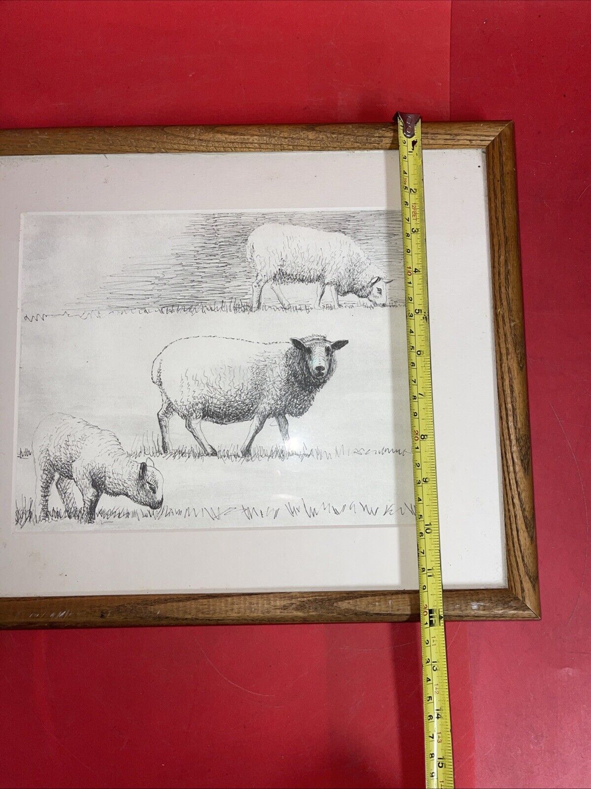 Mounted Henry Moore sheep lithographic print