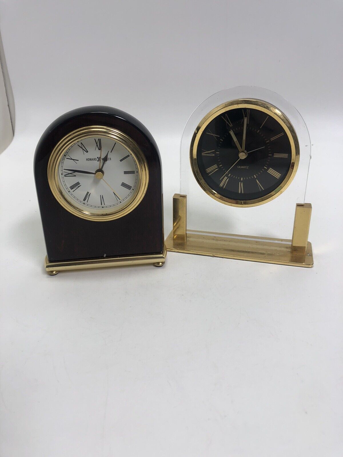 Howard Miller Rosewood Arch Mantle/Tabletop Clock Set of 2 Untested