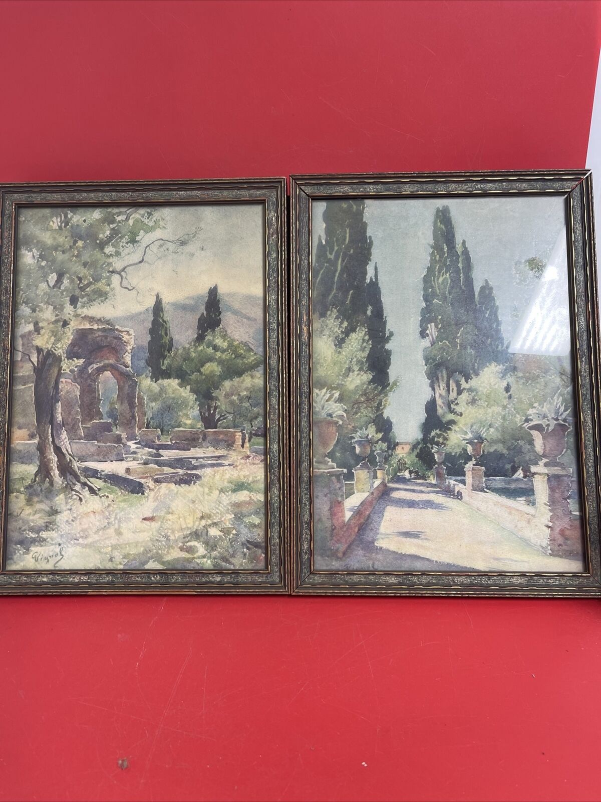 PIERRE VIGNAL Watercolor Art Print TIVOLI In the Gardens Of The Villa Adriana 2