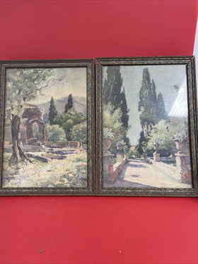 PIERRE VIGNAL Watercolor Art Print TIVOLI In the Gardens Of The Villa Adriana 2