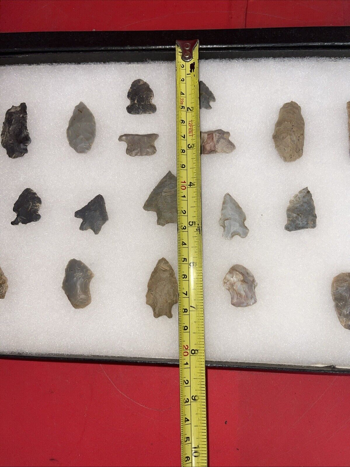 Native American Artifacts Lot 18 w/ Frame Arrowheads Collection 12”x8” Frame #3