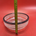 Vintage pressed glass bowl with silver rim and fork with spoon