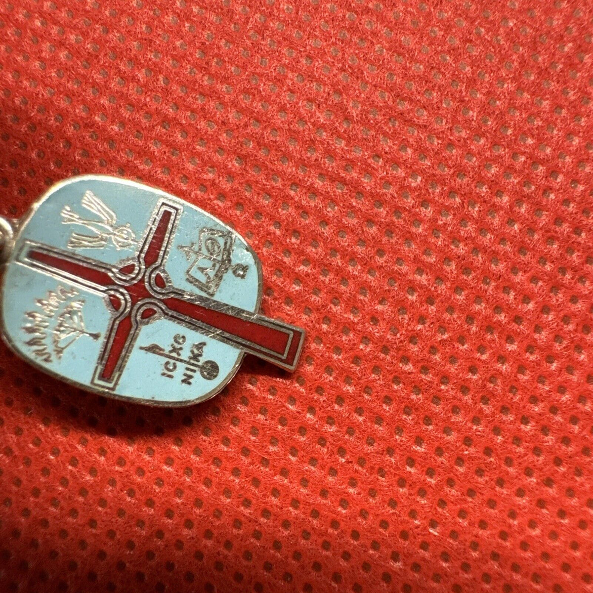 Vintage Sterling Silver Cross IC XC Nice Bible Light Blue Enamel