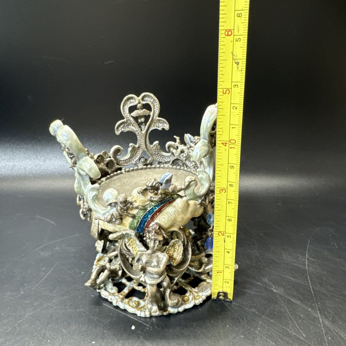 Kirks Folly Secret Of The Seven Angels Wishing Candle Holder Antique Silver-Tone