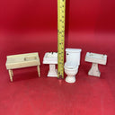 Vintage Wooden Dolls House Miniatures 1:12 Scale Bathroom Set