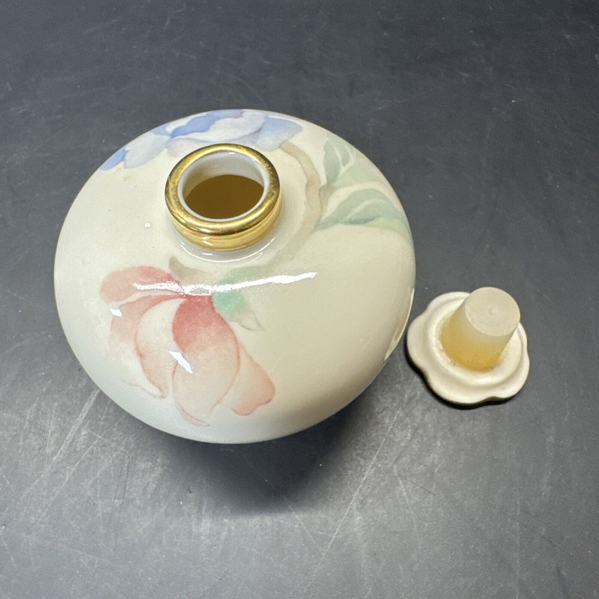 Vintage Perfume Bottles With Floral Design/ Lot Of 2