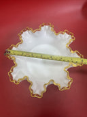 Fenton compote bowl on pedestal with ruffled gold edge
