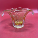 Hand Blown Murano Style Yellow Amber Art Glass Vase