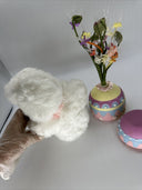 Heritage Signature Fiber Optic Bunny Baby with egg flower holder OH7585