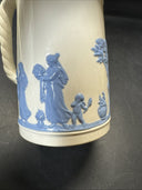 WEDGWOOD Embossed Queen’s Ware BLUE ON CREAM SMALL TROJAN JUG 5.5”