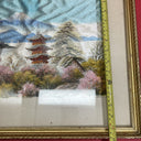 Vintage Silk Embroidered picture Japanese Landscape frame