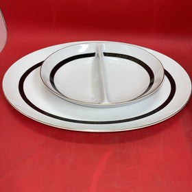 A Mikasa Fine China Narumi Large Serving Platter &  Divided Dish  #5353