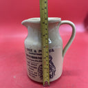 English Stoneware Pitcher, Advertising Stoneware Cox and Purves England VGC