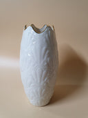 Lenox Scalloped Jacquard Ivory Vase with Gold Trim