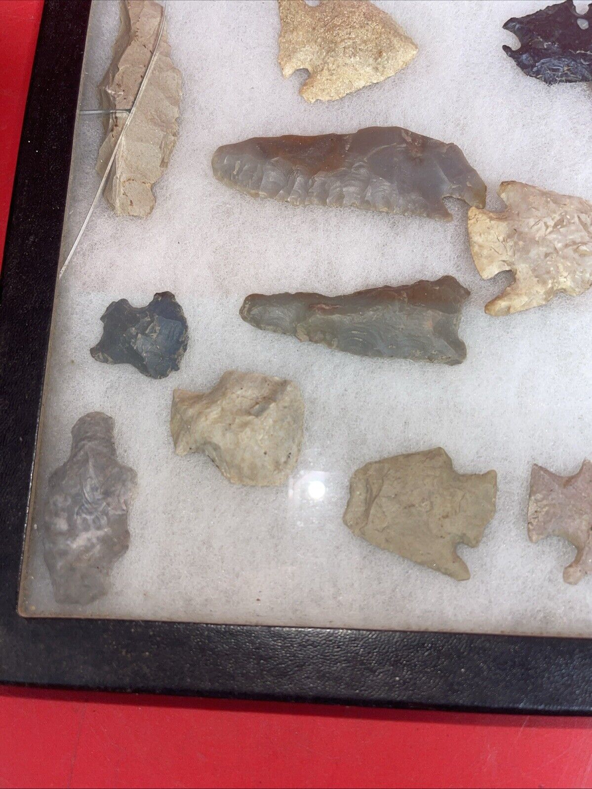 Native American Artifacts Lot 24 w/ Frame Arrowheads Collection 12”x8” Frame #4