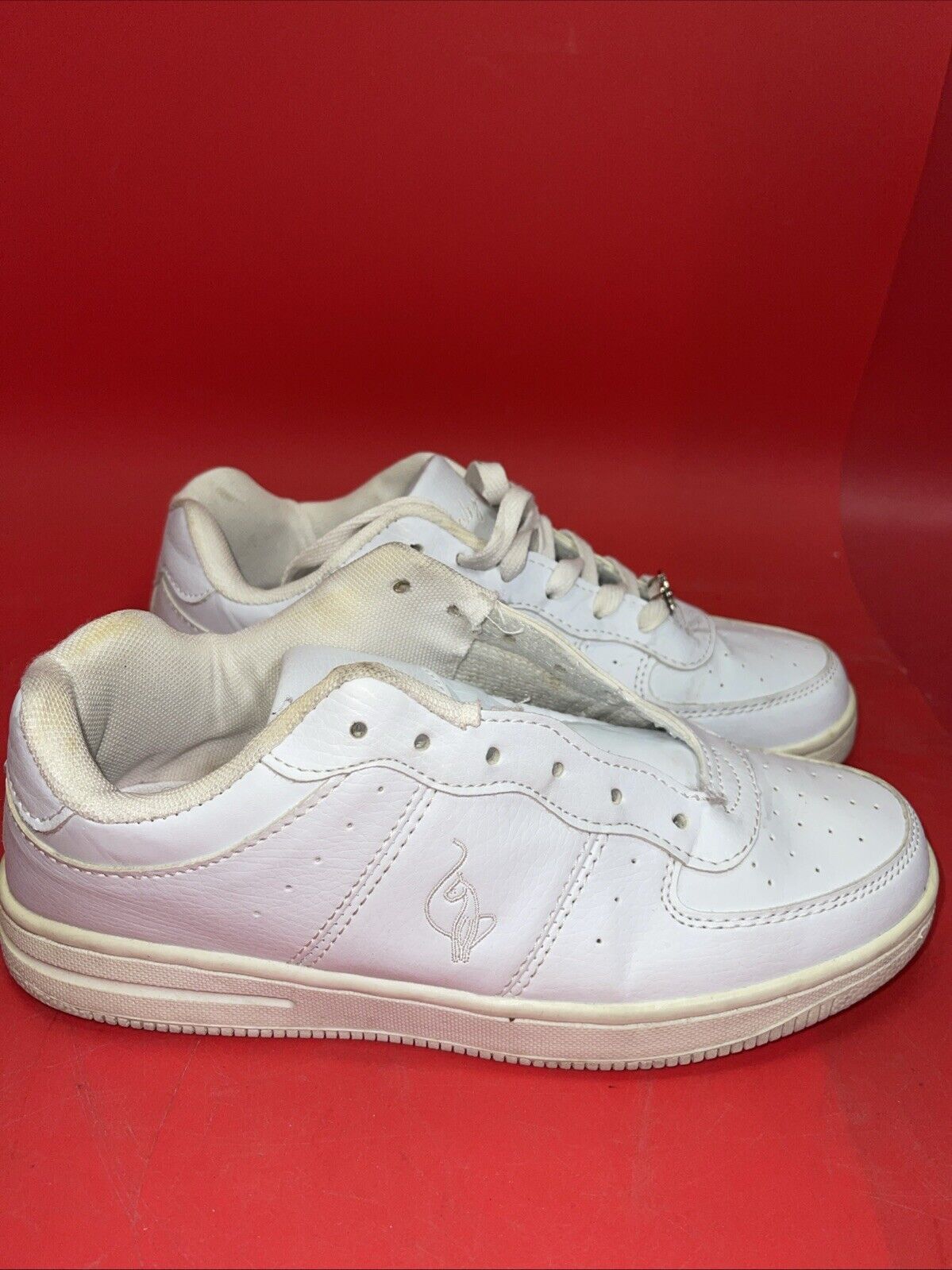 Baby Phat White Leather Sneakers Shoes w Jewel Embellishment Womens Size 8