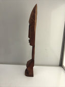 Pair Of Two Odd Wood Sculptures Figures  vintage Hand Crafted