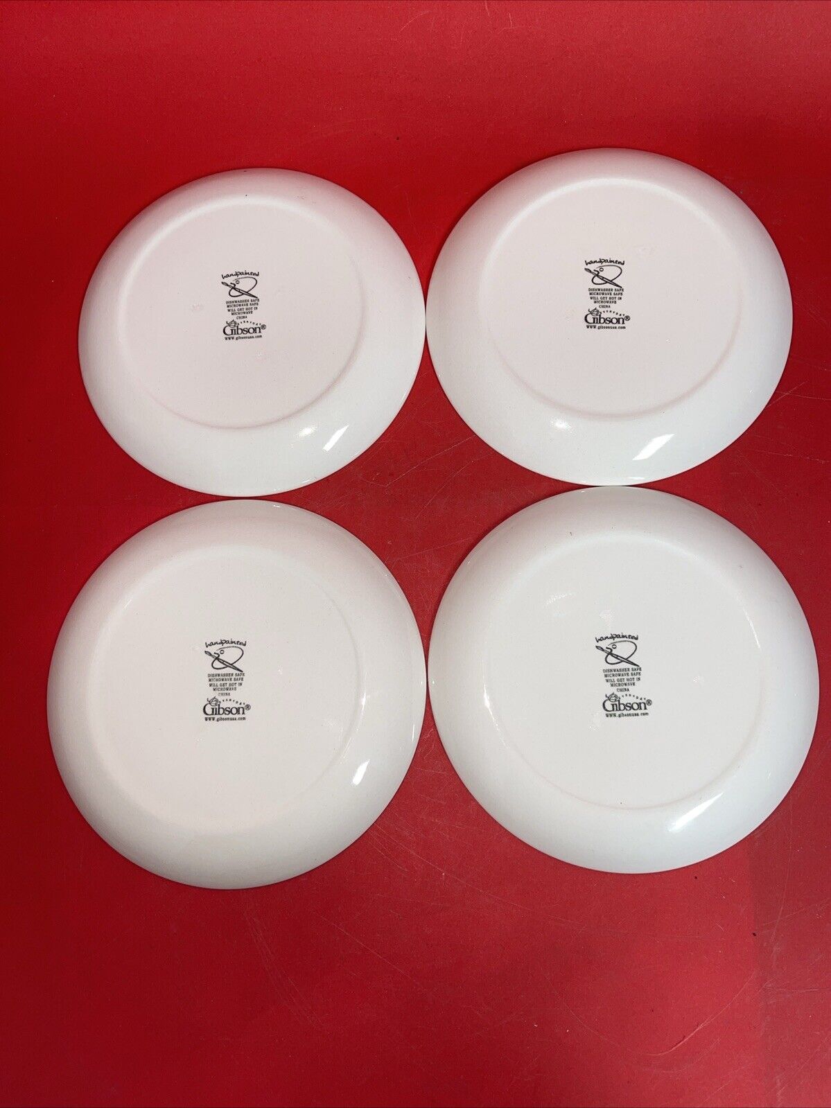 Gibson Everyday Fruit Grove Set Of 4 Hand Painted Desserts Plates 6.3/4”