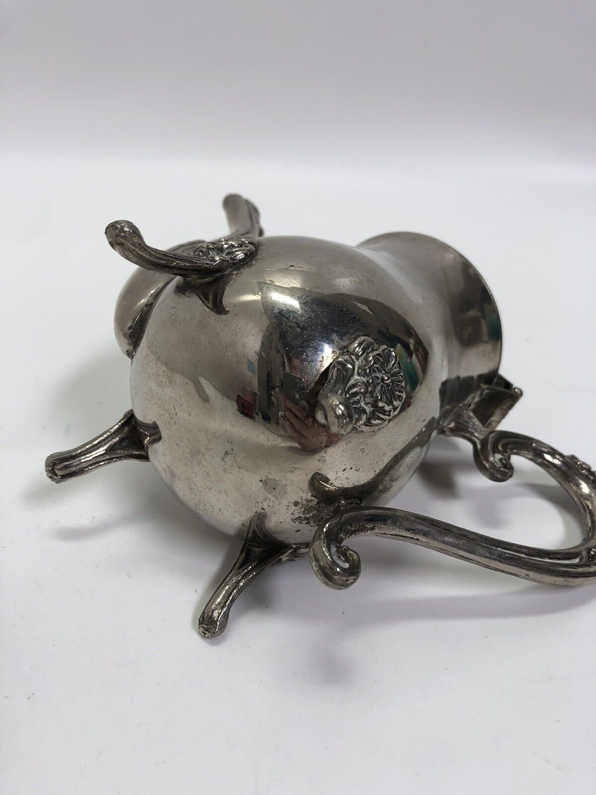 Antique Silverplate Coffee/Tea Pot Footed Hinged Lid - Pretty