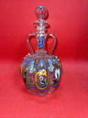 Vintage Italian Dutch Hand Painted Art Glass Decanter With Handles