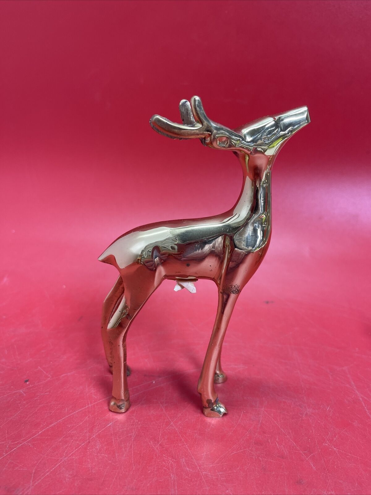 Vintage Mid-Century Modern Solid Brass Stag, Hind and Doe Figurines