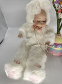Heritage Signature Fiber Optic Bunny Baby with egg flower holder OH7585