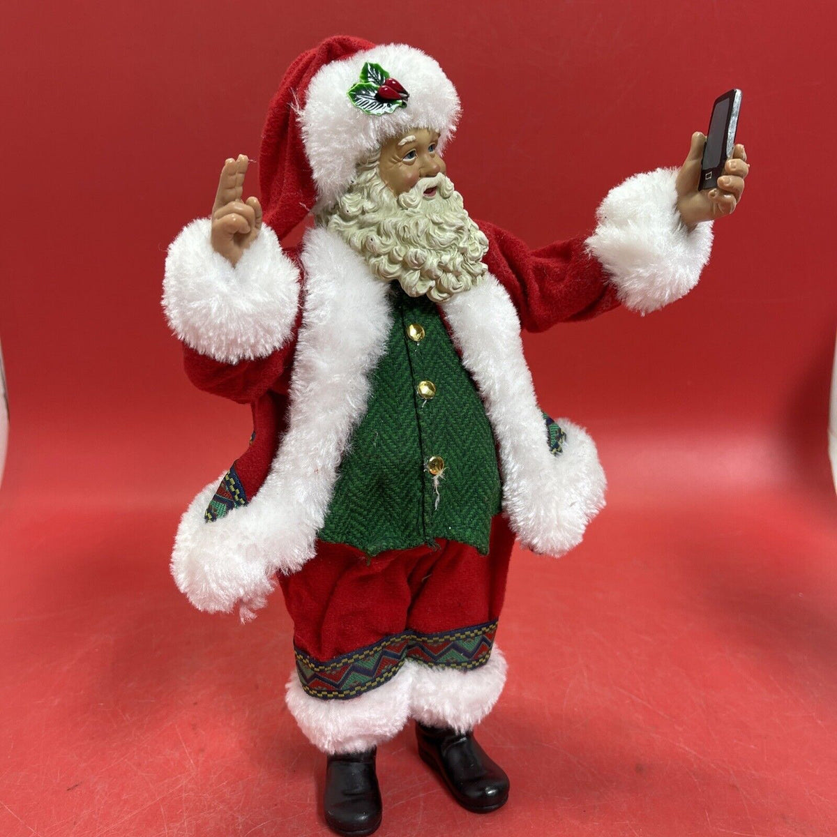 Vintage Santa Claus with phone