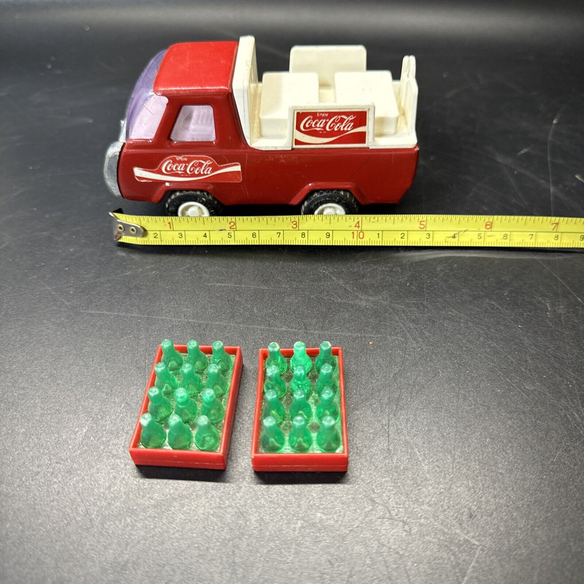 Vintage Buddy L Coca Cola Delivery Trucks,  Tractor Trailer Red Metal Coke Bottl