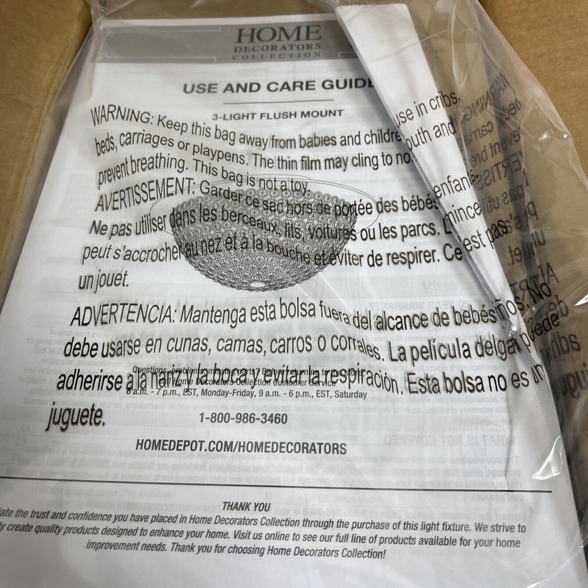 HOME DECRATORS Mosby 15 in. 3-Light Mirrored Flush Mount Clear Crystals