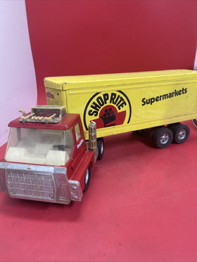 Vintage ERTL ShopRite Supermarkets Semi Truck Tractor Trailer Steel Toy 22”