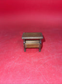 Vintage Strombecker Dollhouse Miniature Walnut Twin Bed & Bedside table