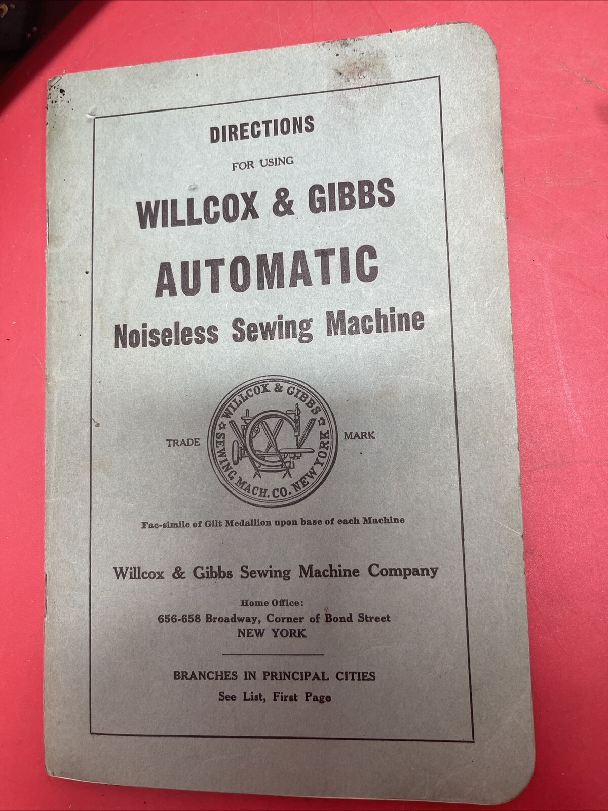 Antique 1800's Wilcox And Gibbs Sewing Machine w/ Case/Foot Pedal/ Attachments