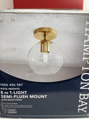 Hampton Bay Vista Heights 8 in 1-Light Aged Brass Semi Flush Mount Ceiling Light