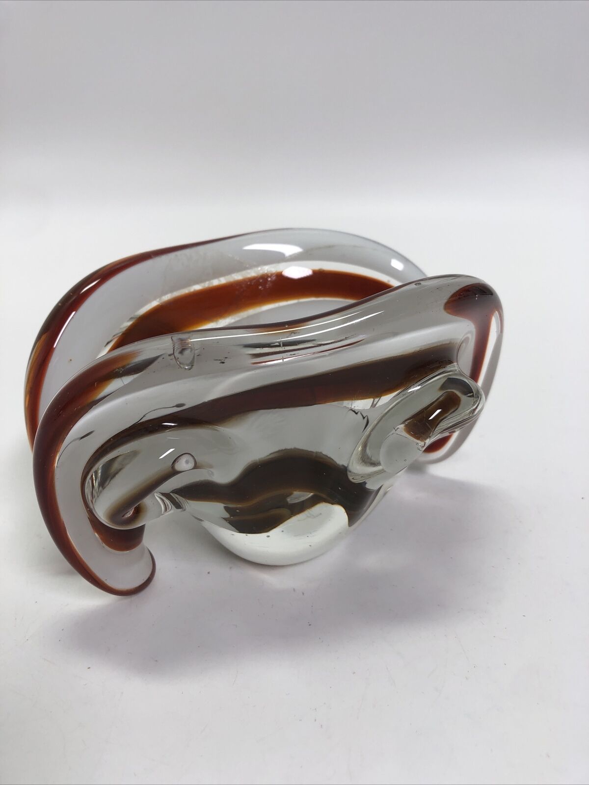 MURANO GLASS GEODE FREEFORM SMOKE AND CLEAR BOWl